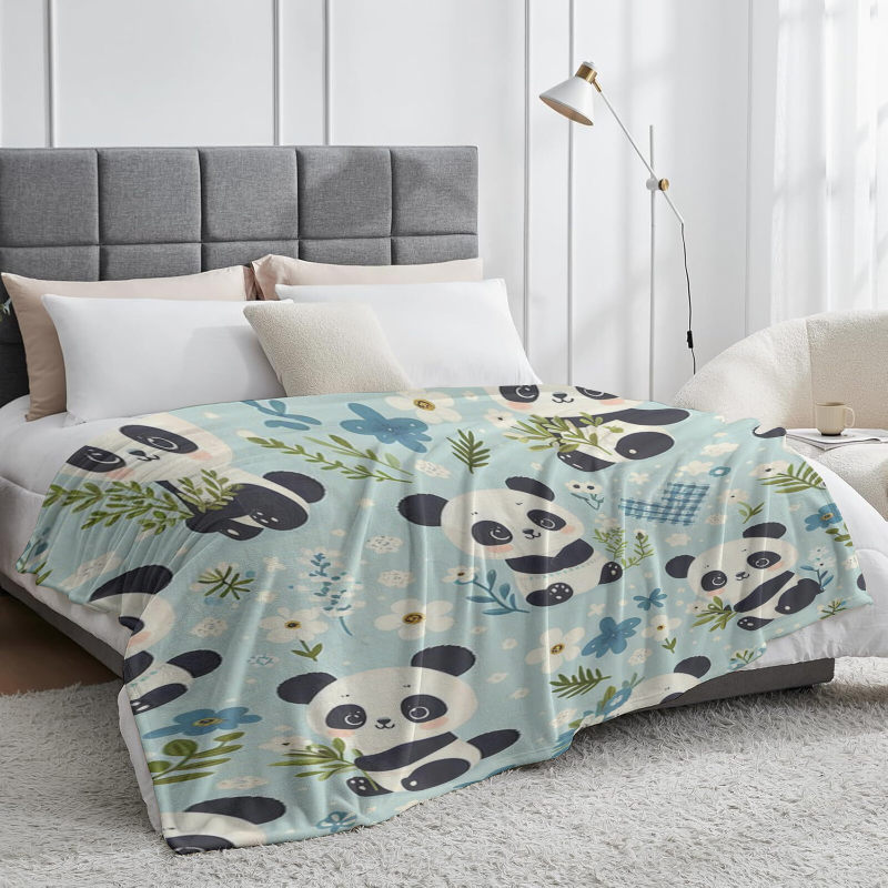 Wholesale of cute panda pattern blankets at discounted prices