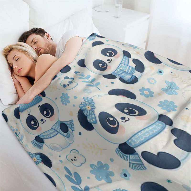 Wholesale winter panda-patterned blankets at discounted prices