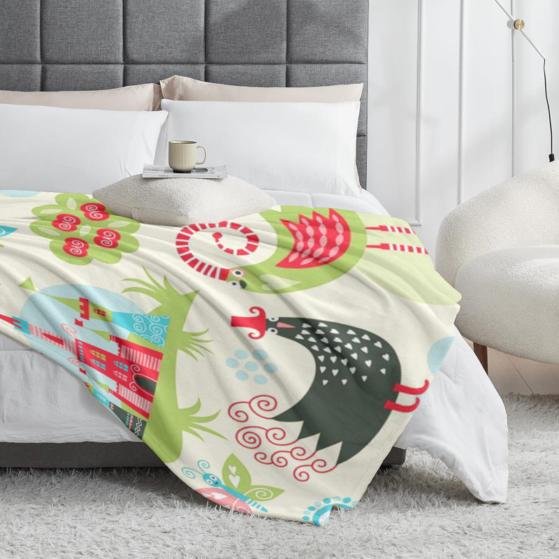 wholesale rooster fun pattern blankets, comfortable and soft
