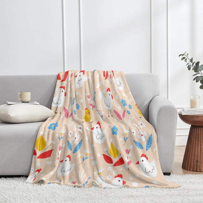 wholesale fun white chicken pattern blankets with discounted wholesale prices