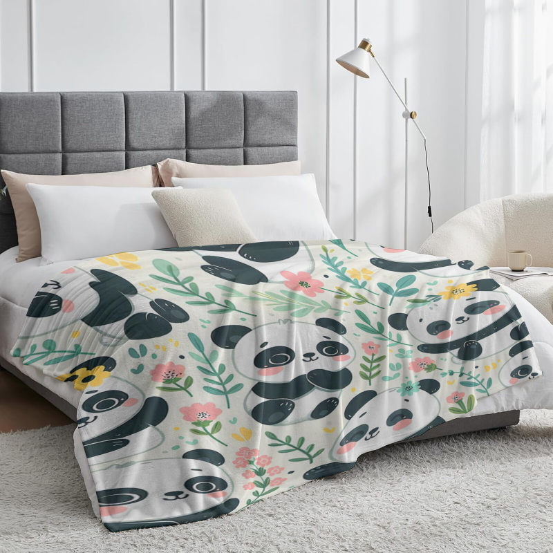 wholesale custom panda patterns blankets,any pattern can be customized