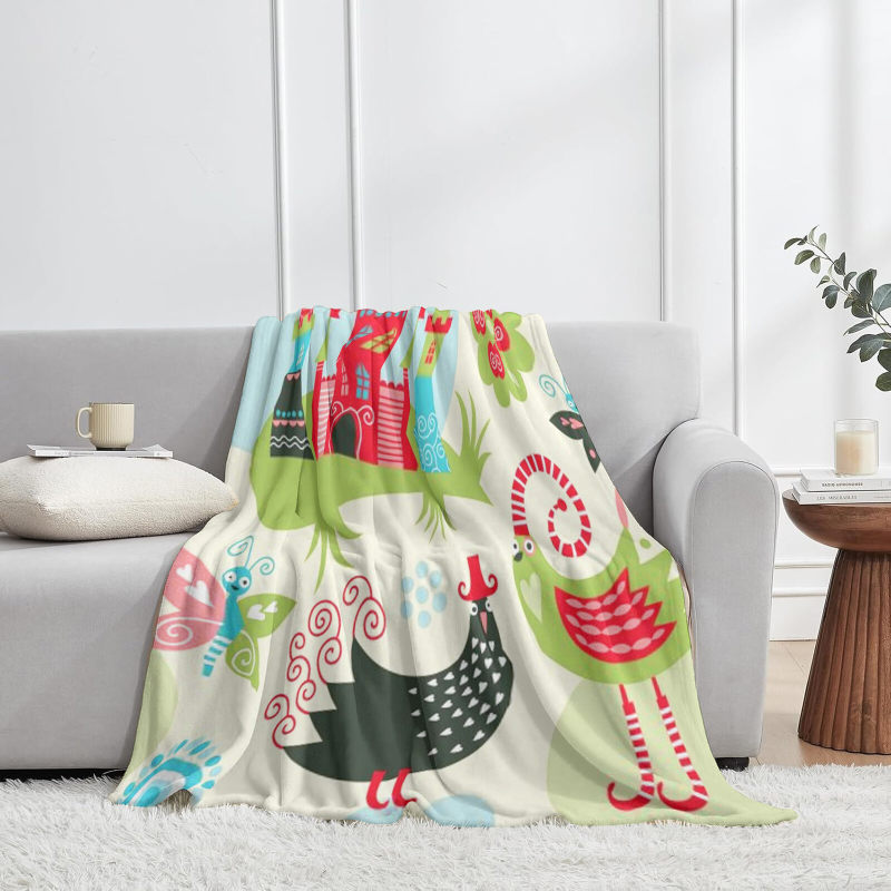wholesale rooster fun pattern blankets, comfortable and soft
