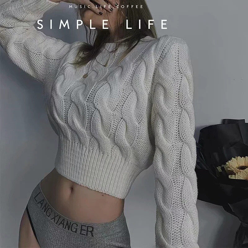 High waist thick needle Pullover Sweater