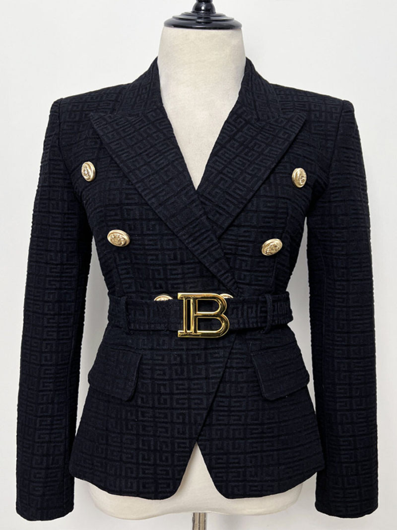 Small suit is brief paragraph jacquard coat black and white