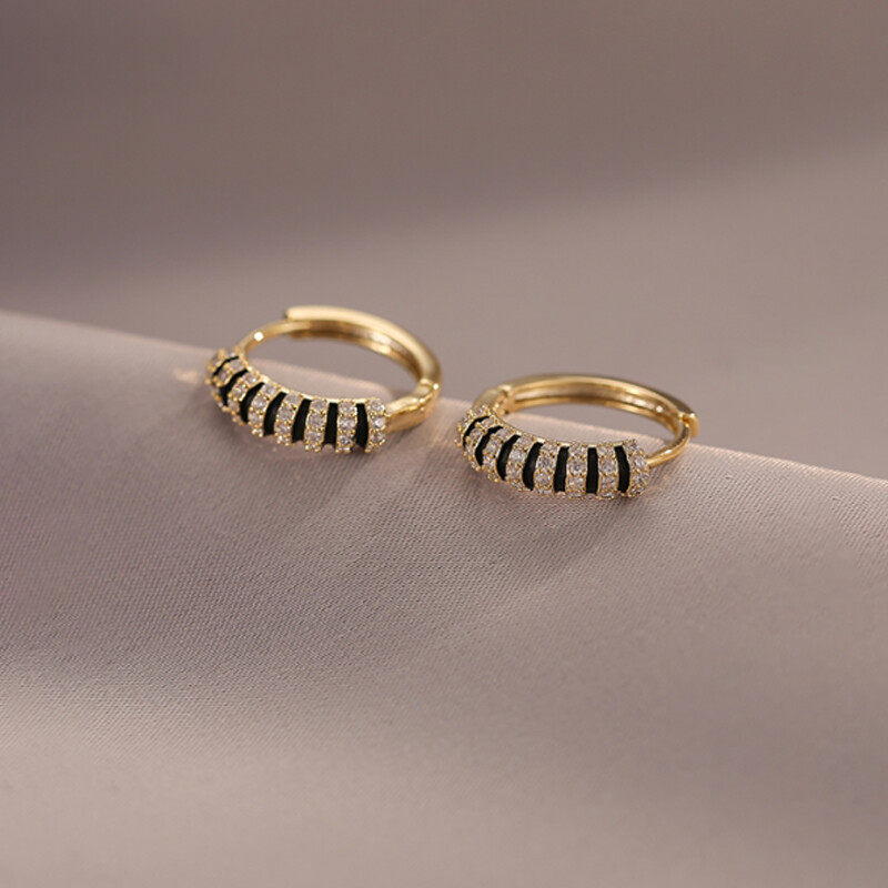 Earrings with diamante in gold s925 hoop