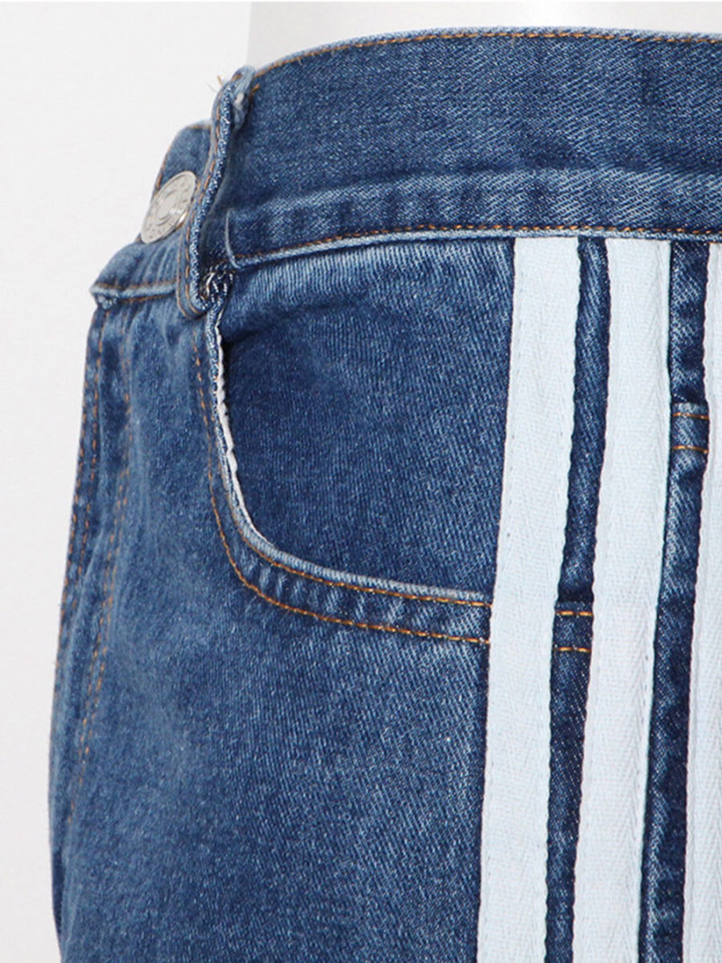 Tall waist bump color stitching jeans