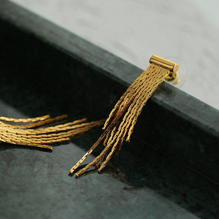 1pair tassel drop earrings coppery