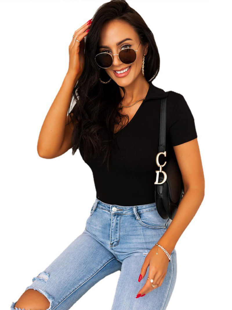 Pure color coat short sleeve T-shirt