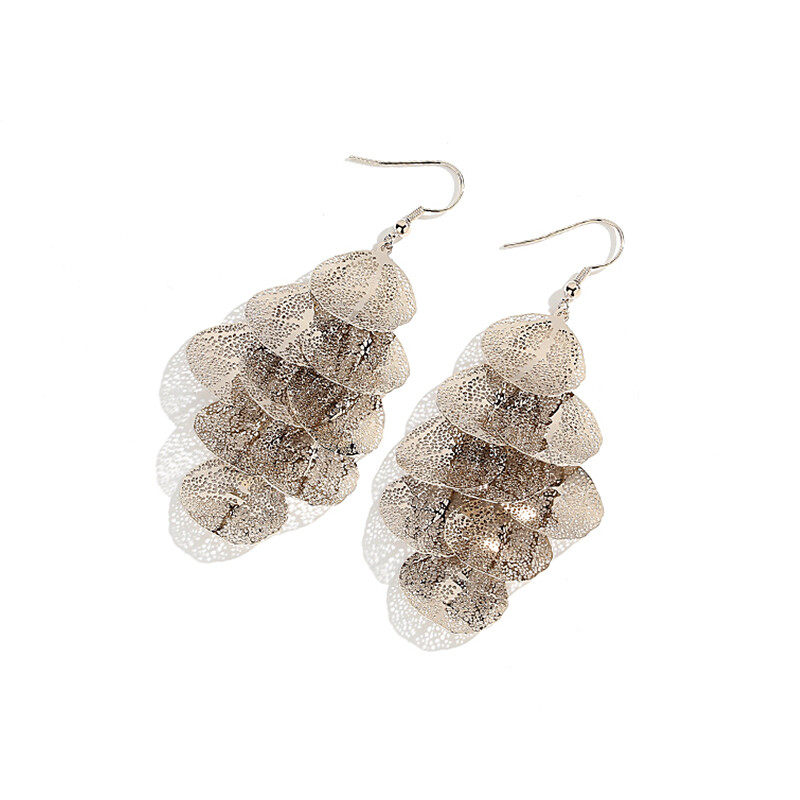 Drop earrings in leaf design  s925 hoop
