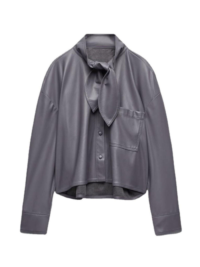 Bowknot is acted the role of imitation leather shirt