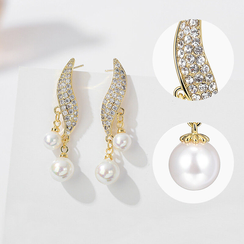 earrings Hoop crystal earrings with pearl drop  s925 hoop