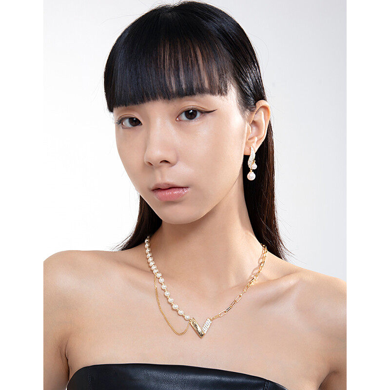 earrings Hoop crystal earrings with pearl drop  s925 hoop