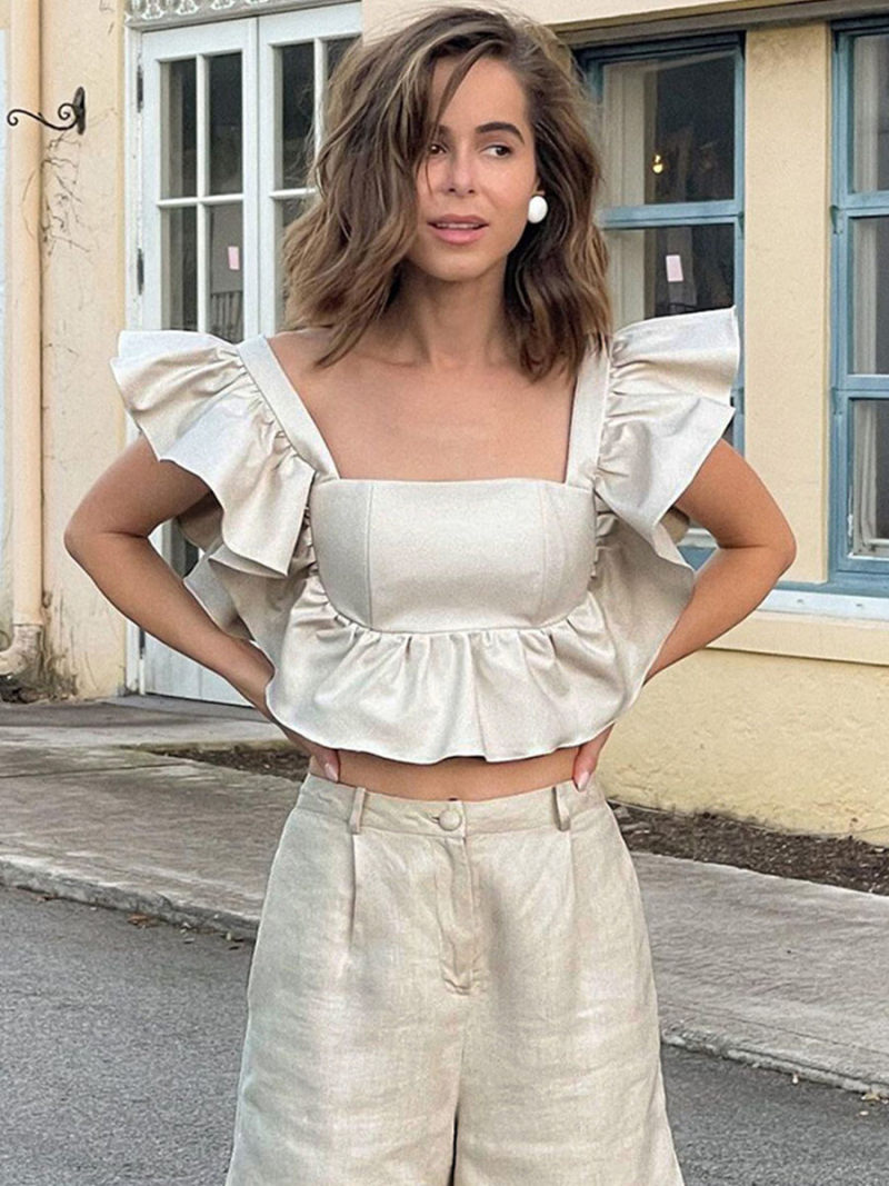 Feifei two-piece sleeve vest shorts