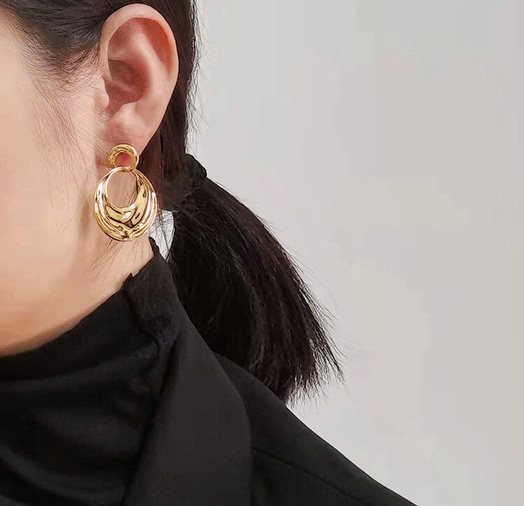 Rhinestone decor  round drop earrings s925