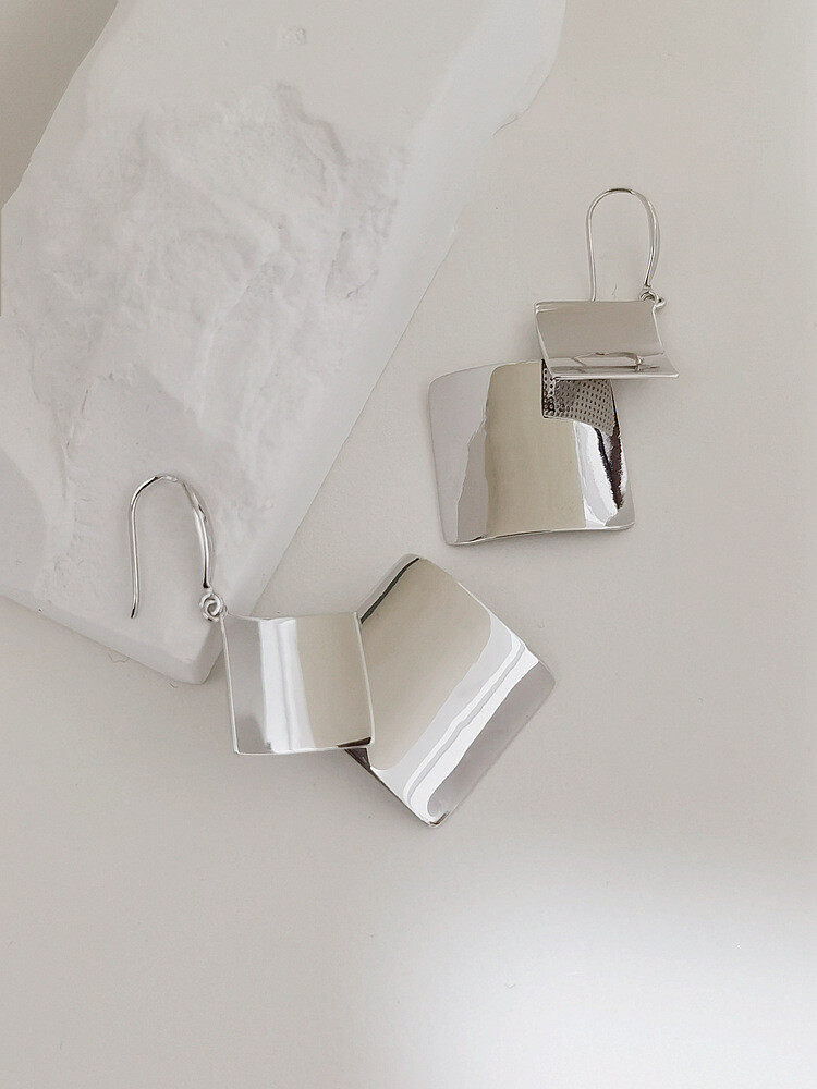 Textured geometric stud earrings s925