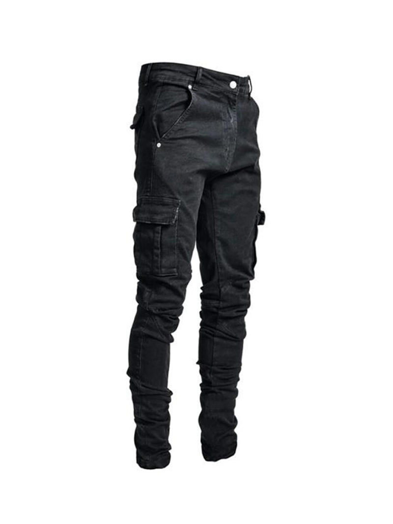 Skinny Jeans In Flat Mid Wash With Zipper On Bottom