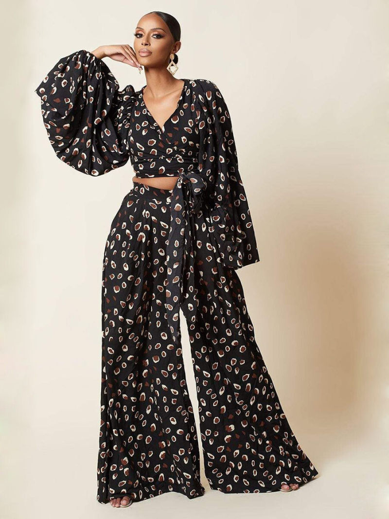 Leopard print two-piece outfit