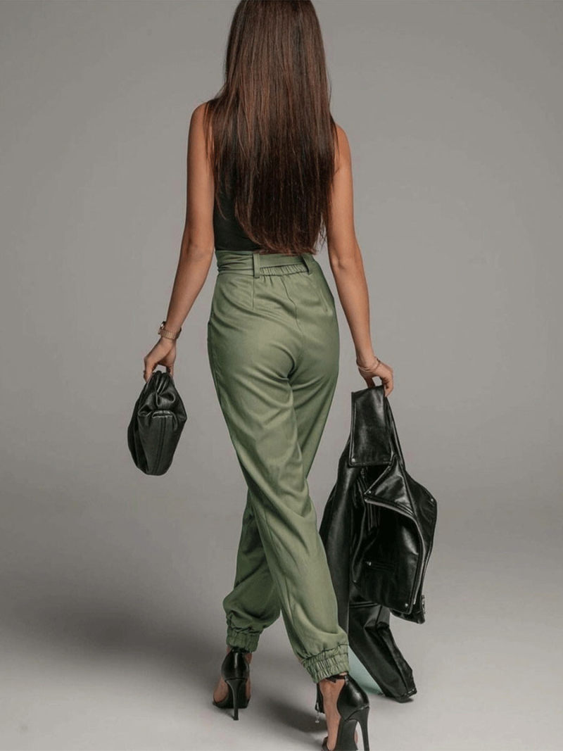 Tall waist leisure trousers