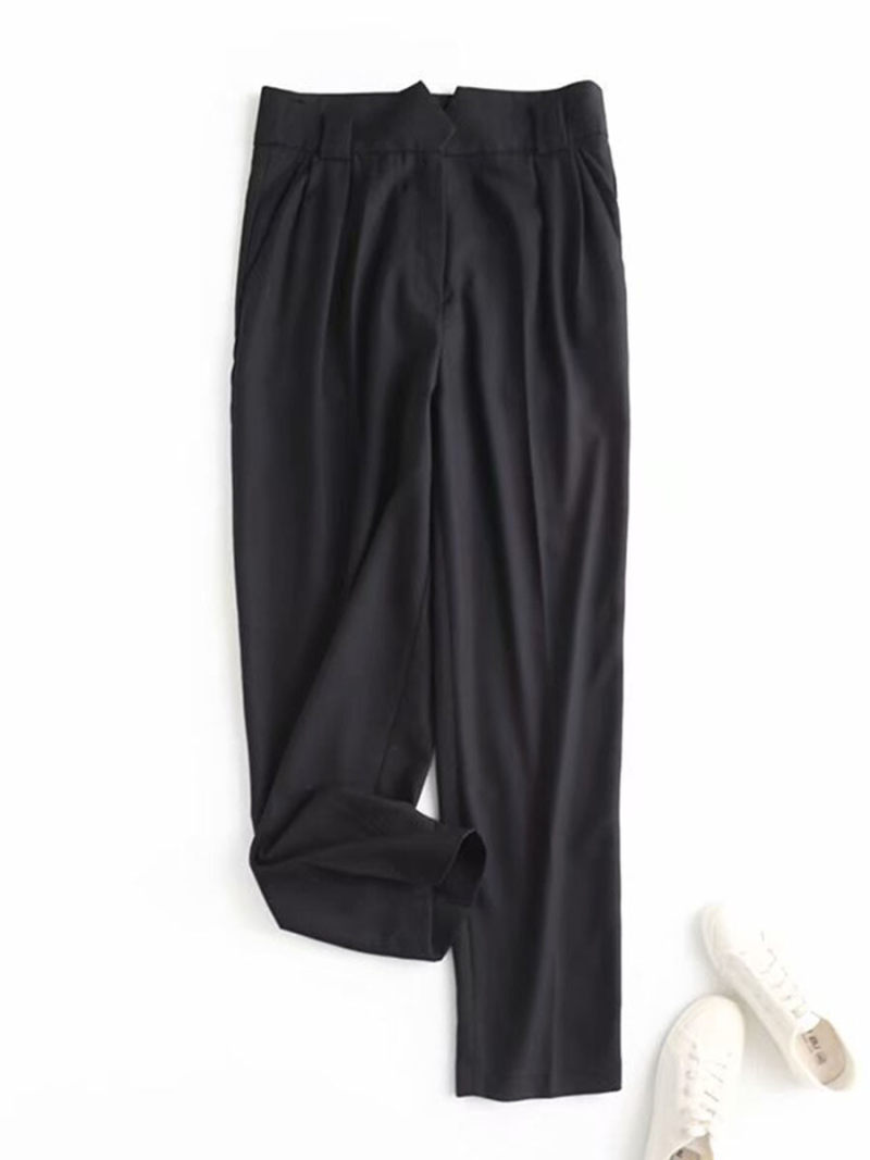 Flannel trousers of straight