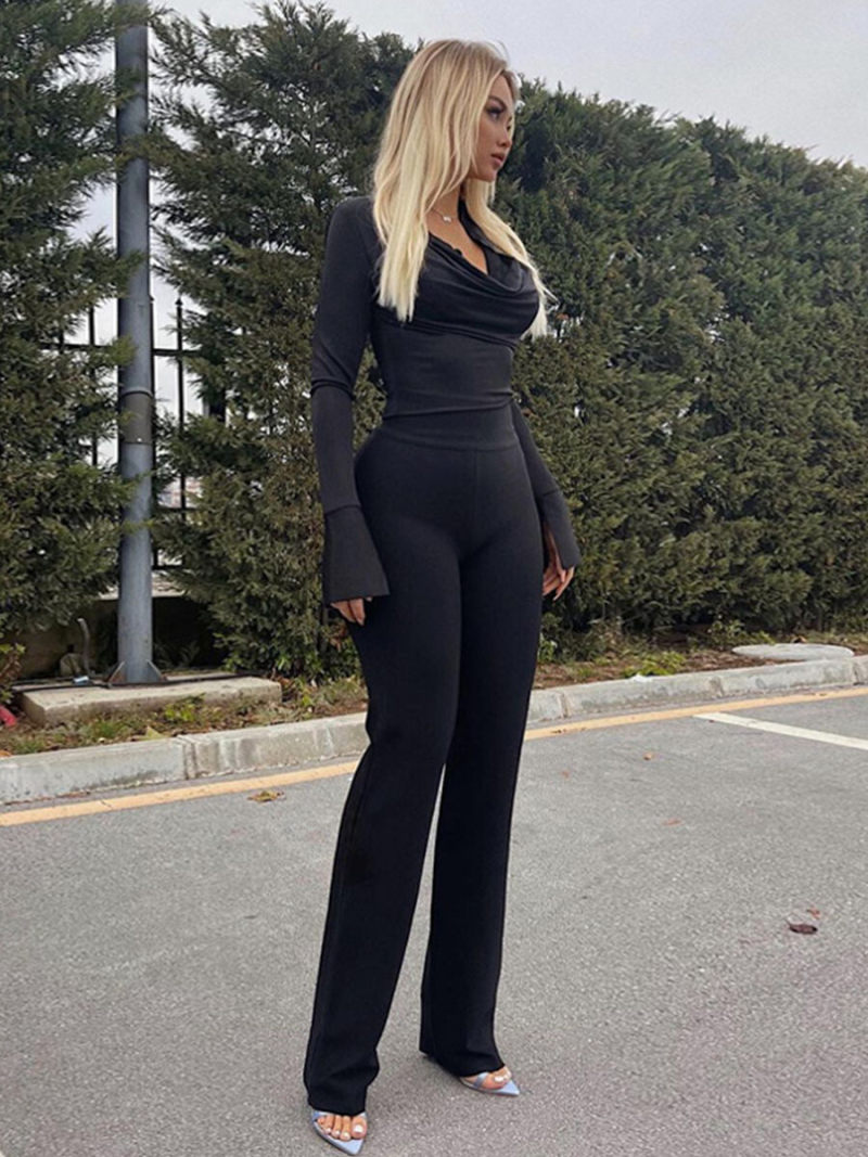 Two-piece v-neck sport leisure fitness