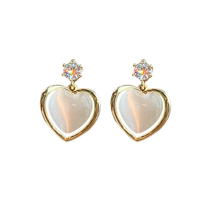 Pearl sugared heart drop earrings  s925 hoop