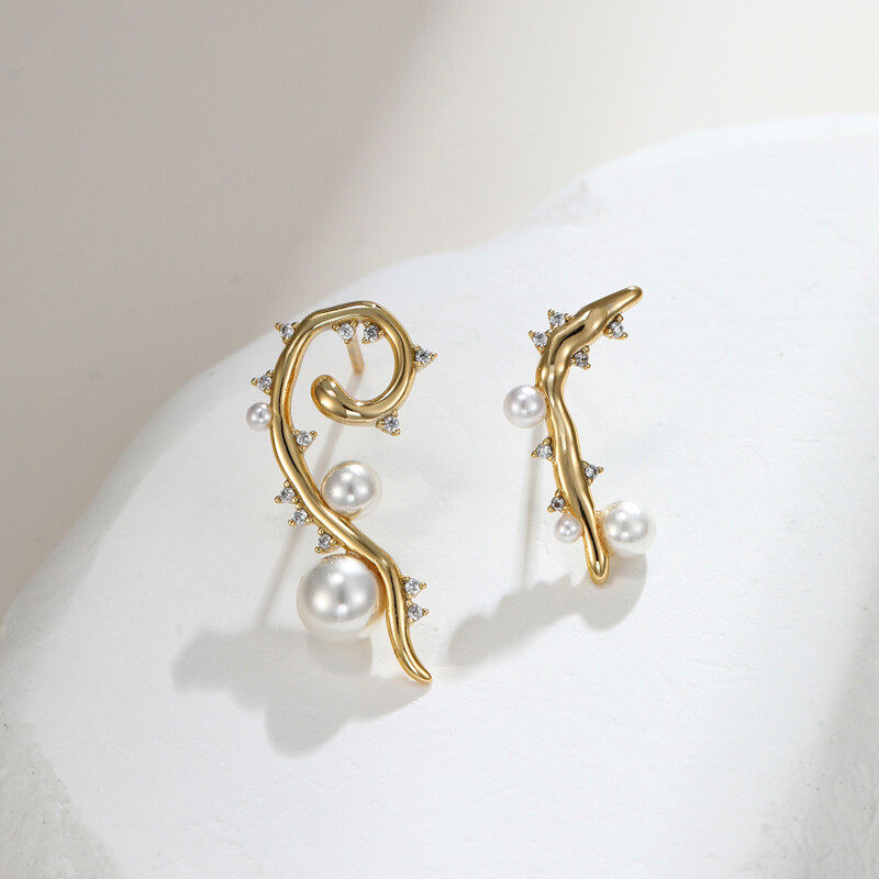 Hoop earrings with pearl drop  s925 hoop