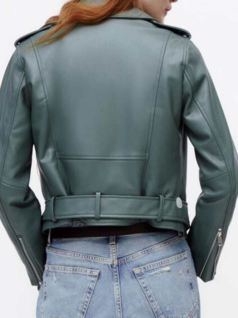 Imitation leather motorcycle jacket