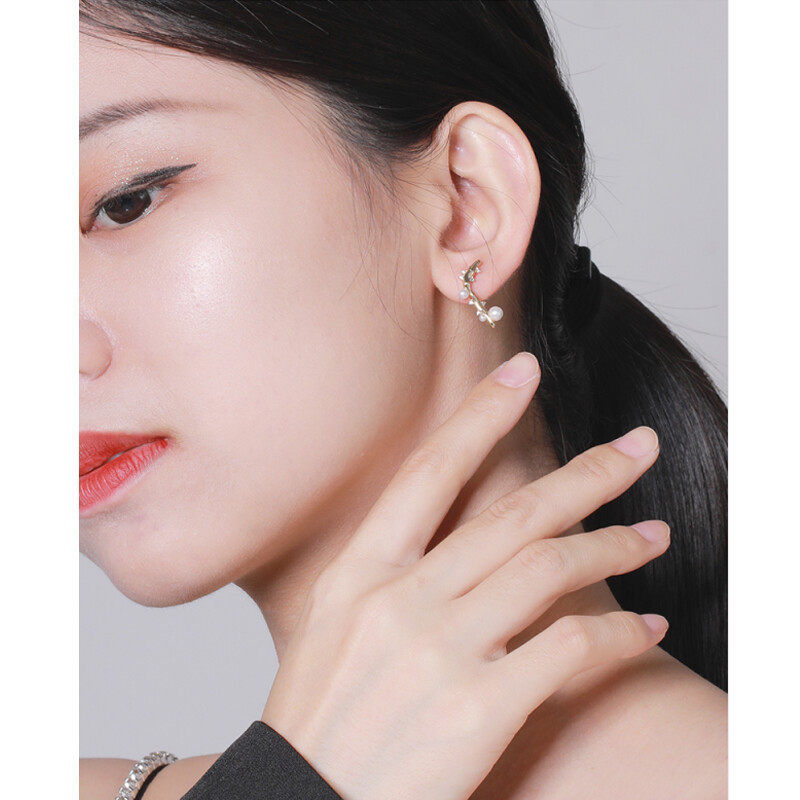 Hoop earrings with pearl drop  s925 hoop