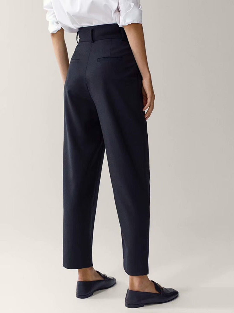 Flannel trousers of straight