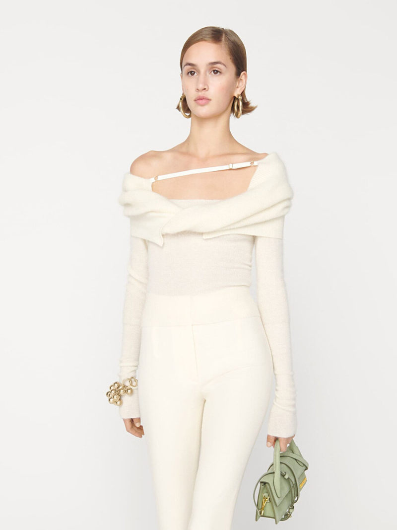 One Line Neck Long Sleeves Slim Tunic