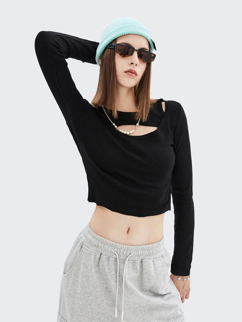 New product  brief paragraph long sleeve T-shirt