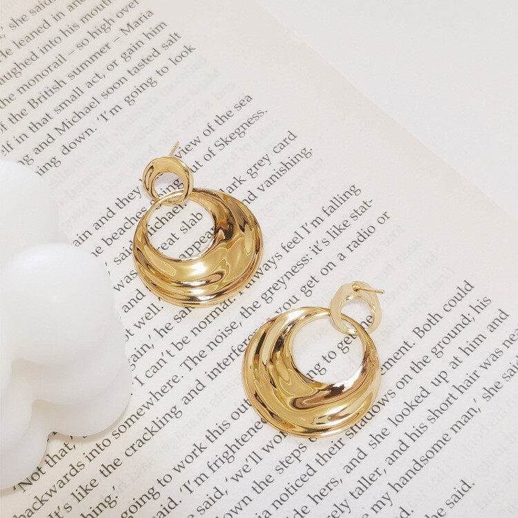 Rhinestone decor  round drop earrings s925