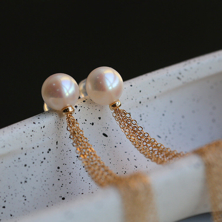 Earrings1pair Pearl Decor Tassel Drop Earrings 14K S925