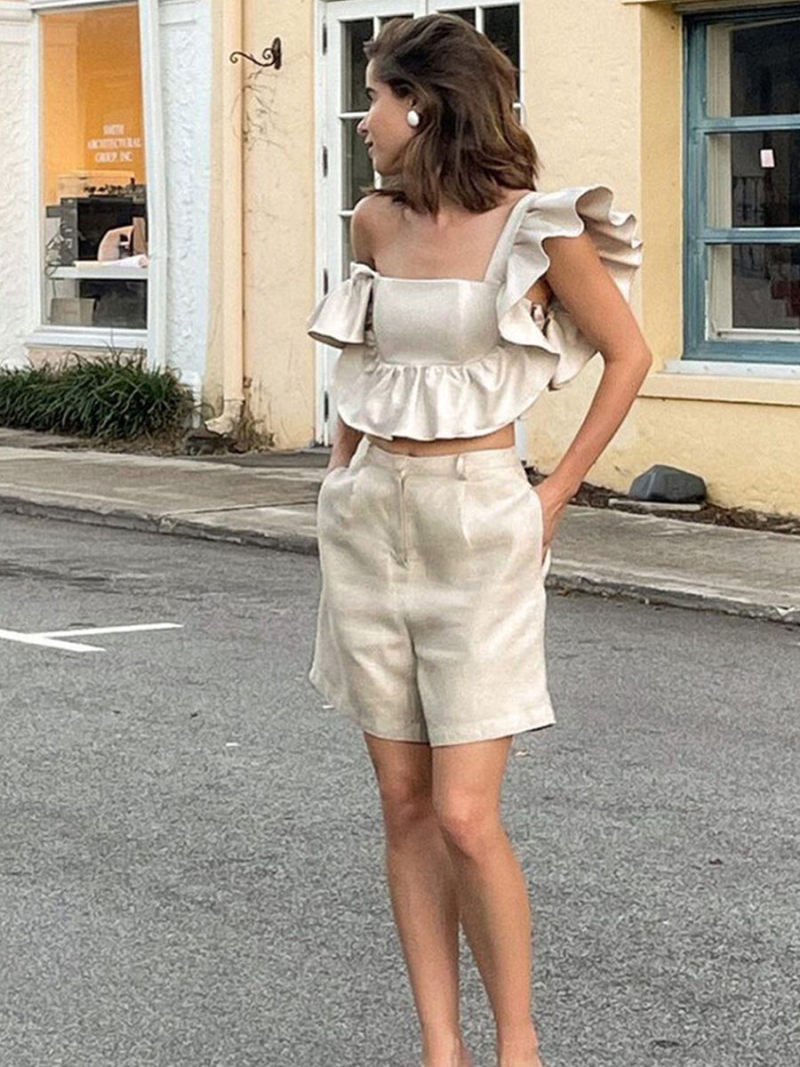 Feifei two-piece sleeve vest shorts