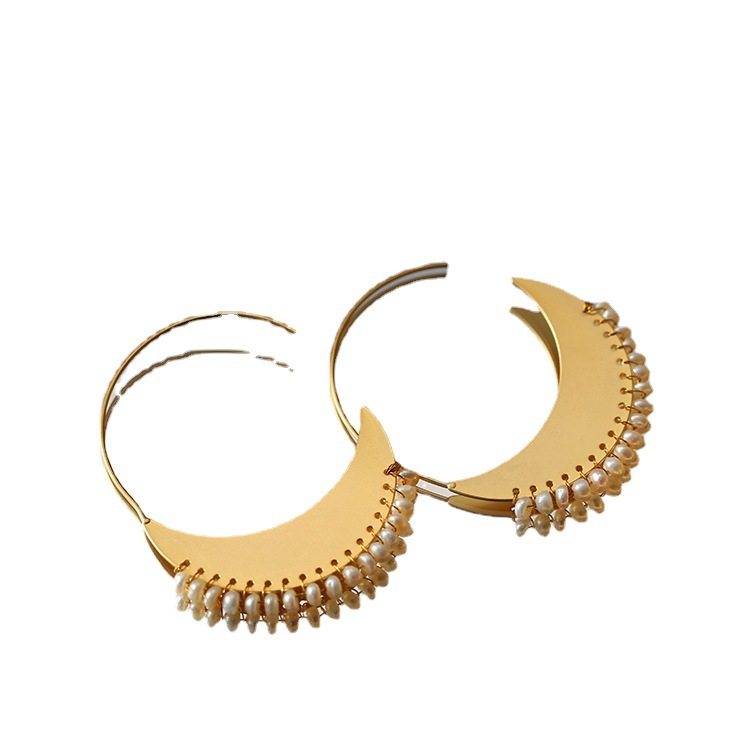Faux Pearl Decor  Hoop Earrings