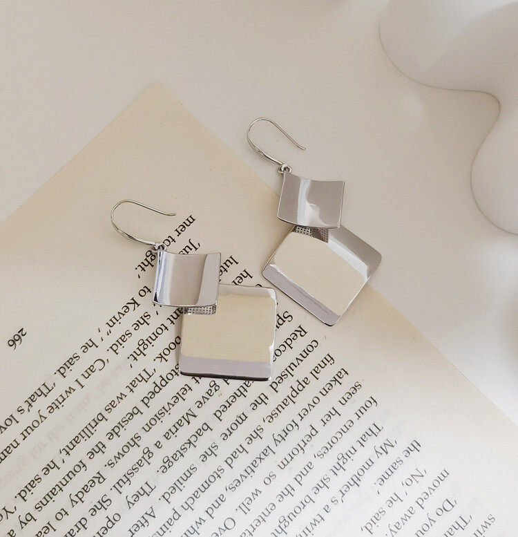 Textured geometric stud earrings s925