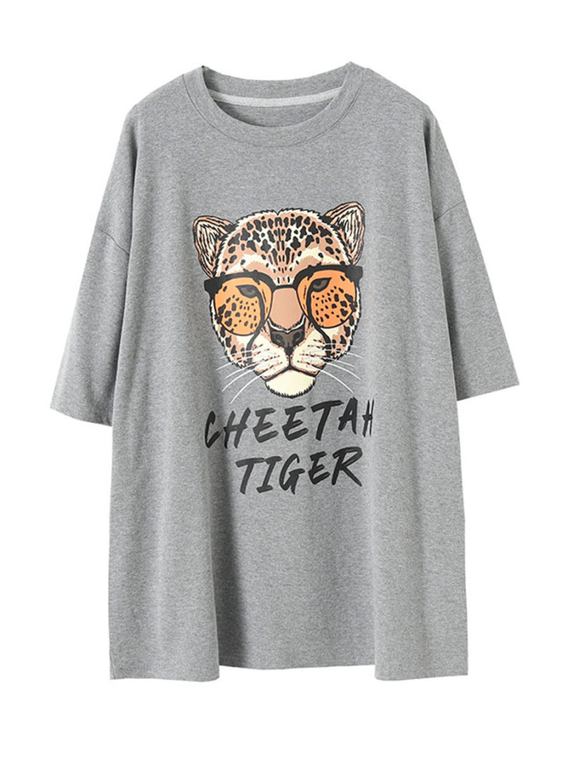 Tiger printing short sleeve T-shirt