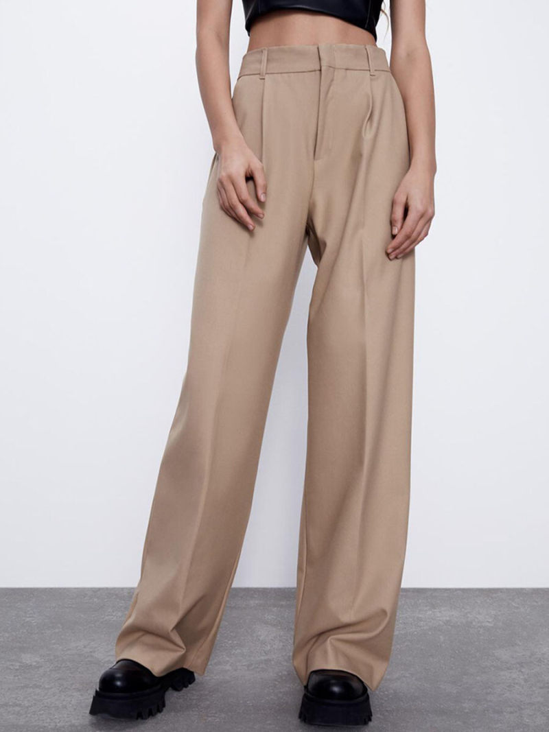Tall waist leisure wide-legged pants