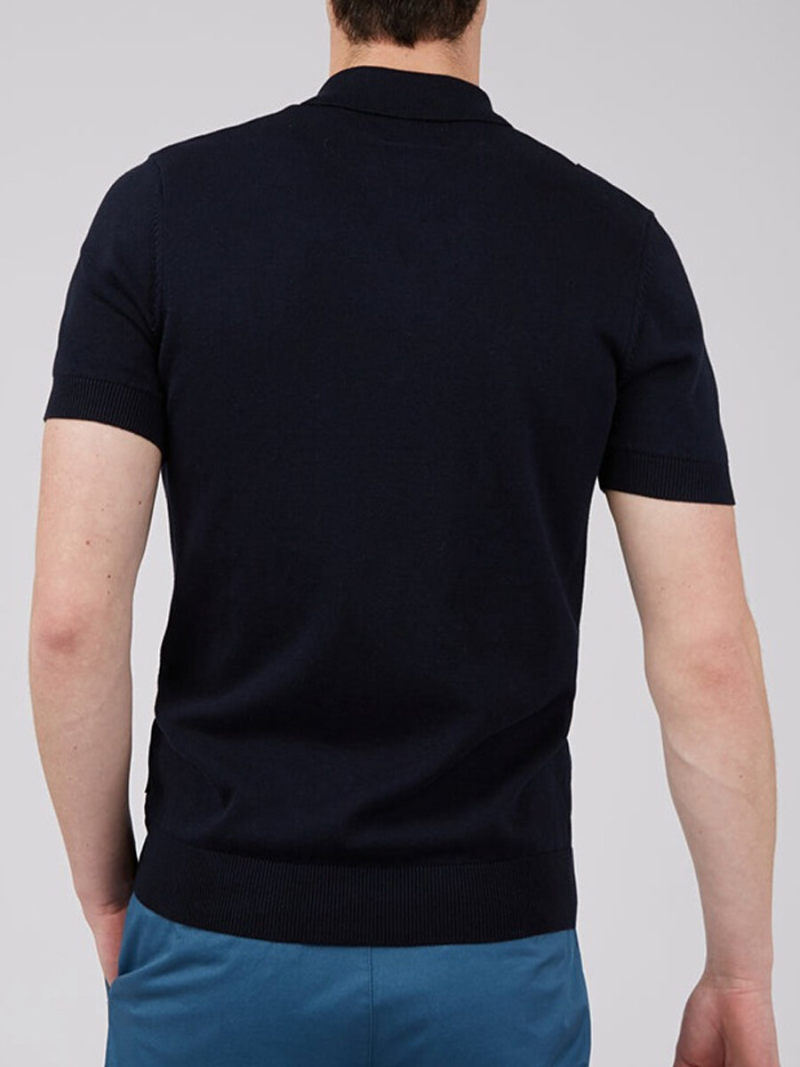 Polo With Printed Three  Line Stripe On Front