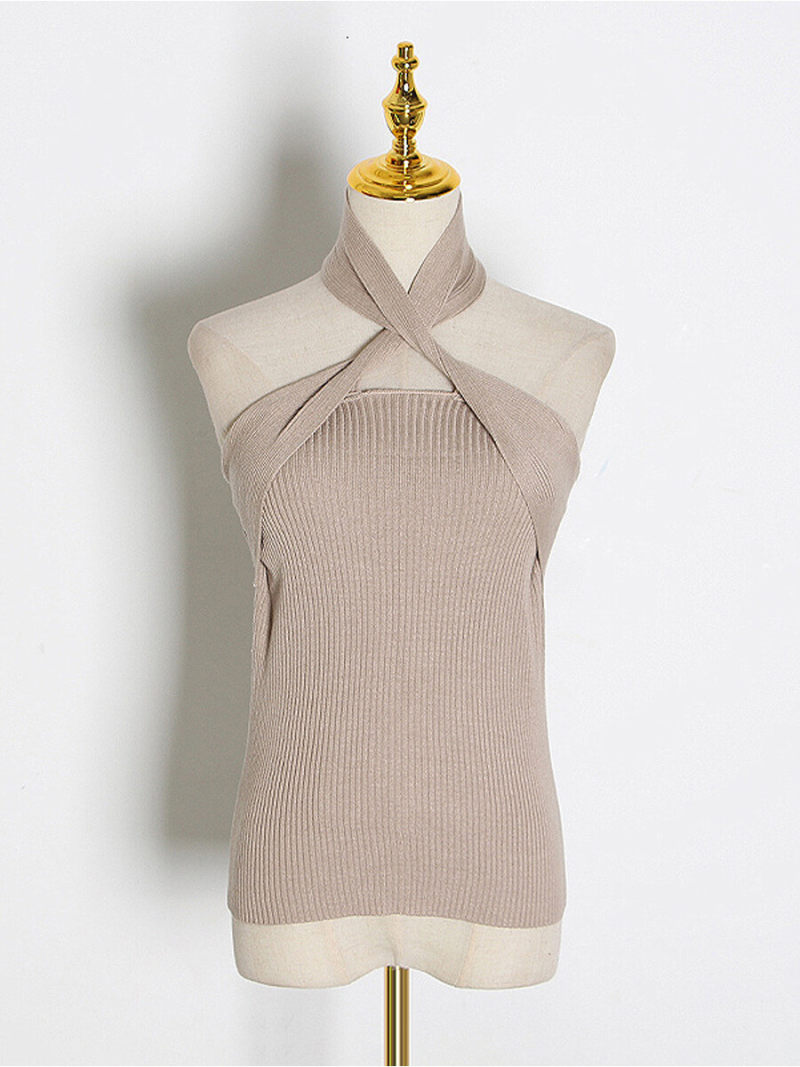 Halter Neck  Sleevesless Slim Tunic