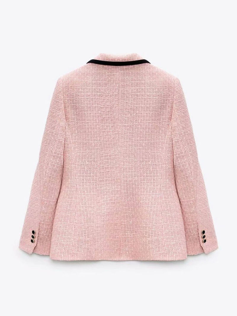 Pink tweed joining together cultivate one's morality suit