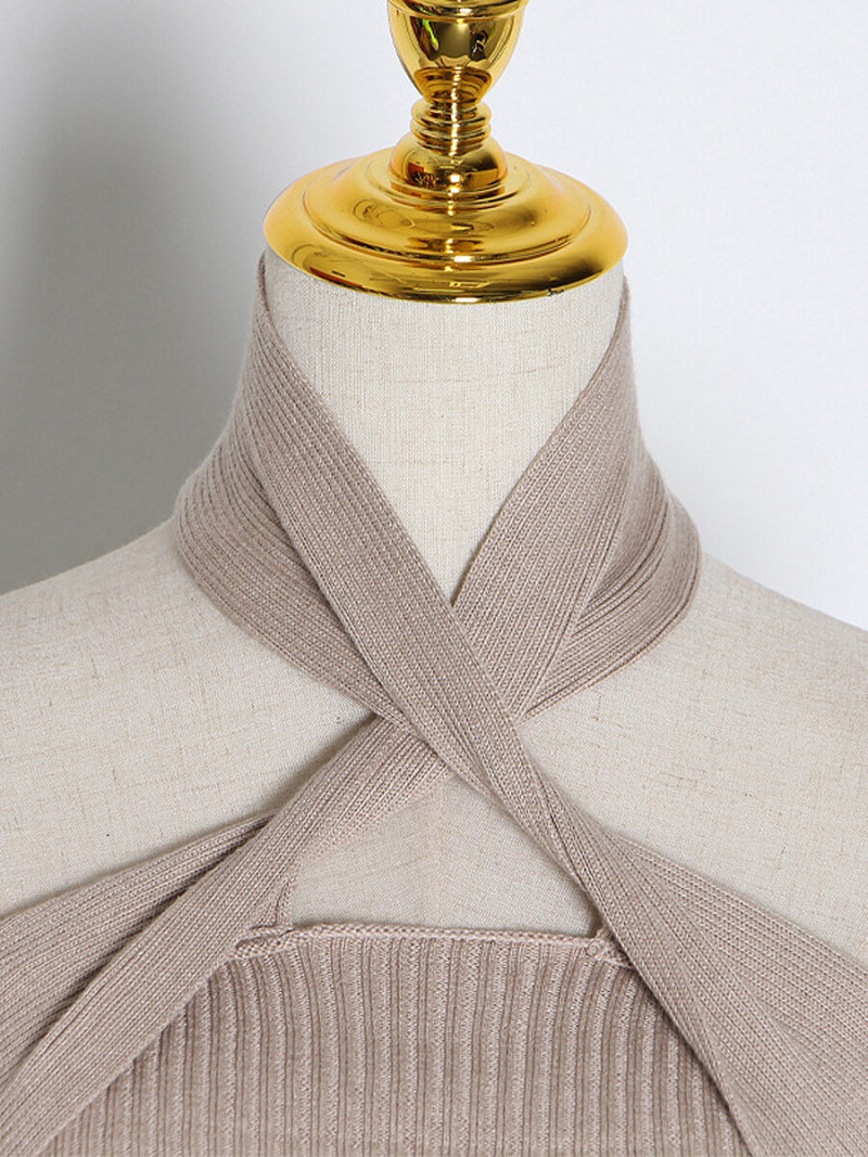 Halter Neck  Sleevesless Slim Tunic