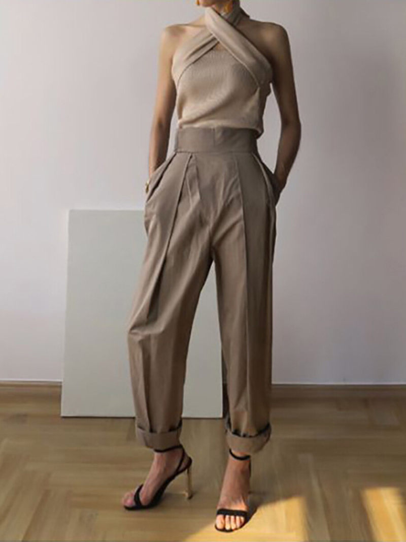 Halter Neck  Sleevesless Slim Tunic