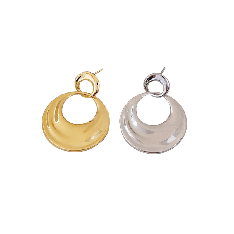 Rhinestone decor  round drop earrings s925