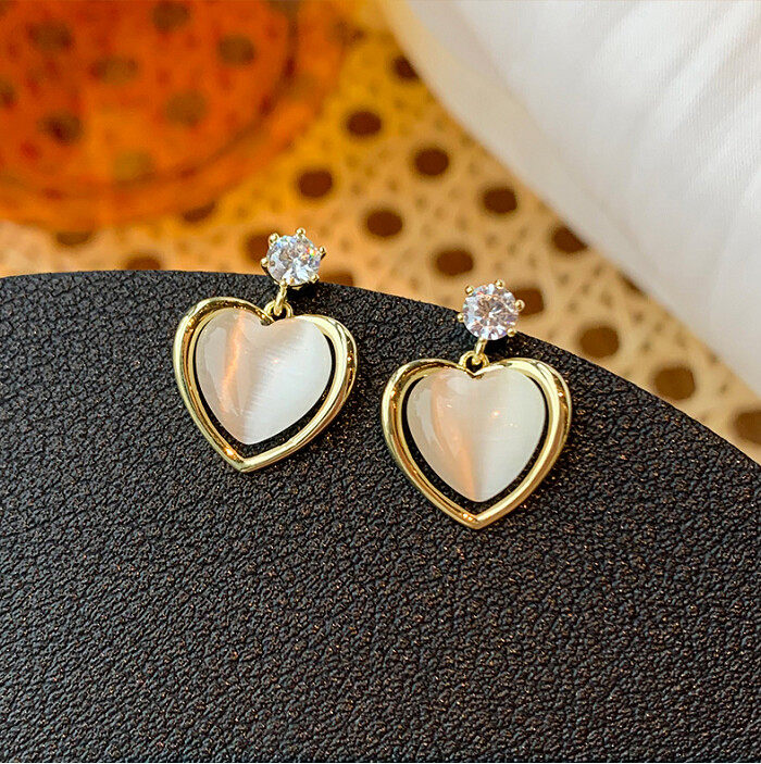 Pearl sugared heart drop earrings  s925 hoop