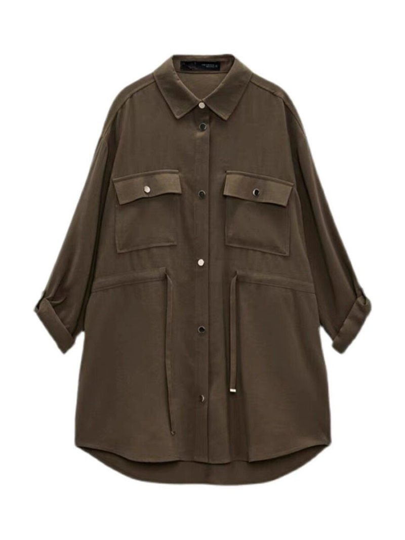 Pure color shirt jacket