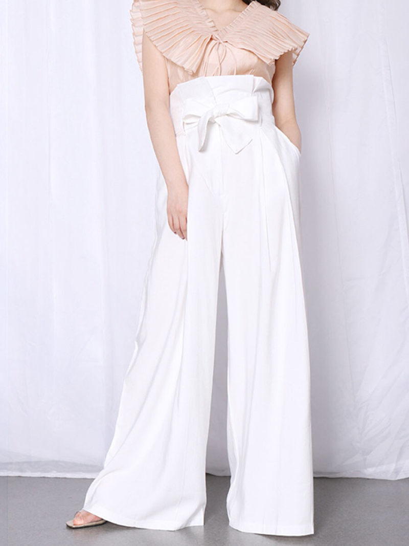 Tall waist wide-legged trousers slacks