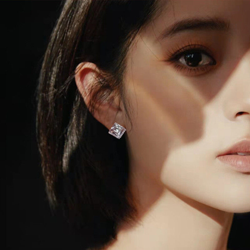 Rhinestone round & geo decor earrings