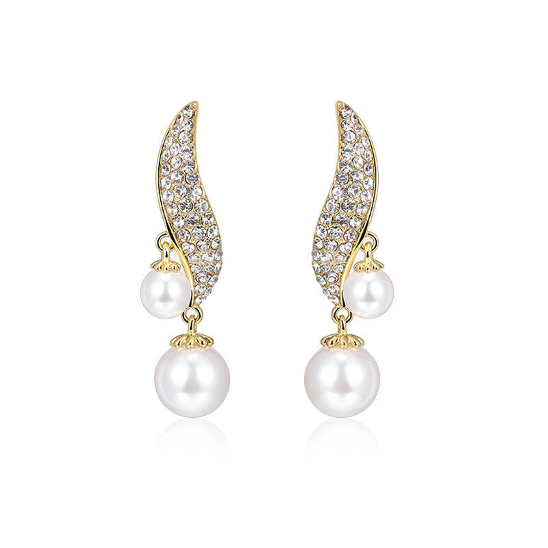 earrings Hoop crystal earrings with pearl drop  s925 hoop