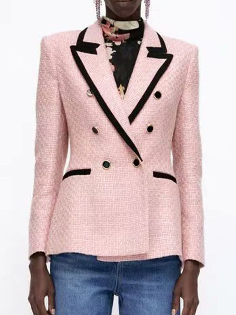 Pink tweed joining together cultivate one's morality suit